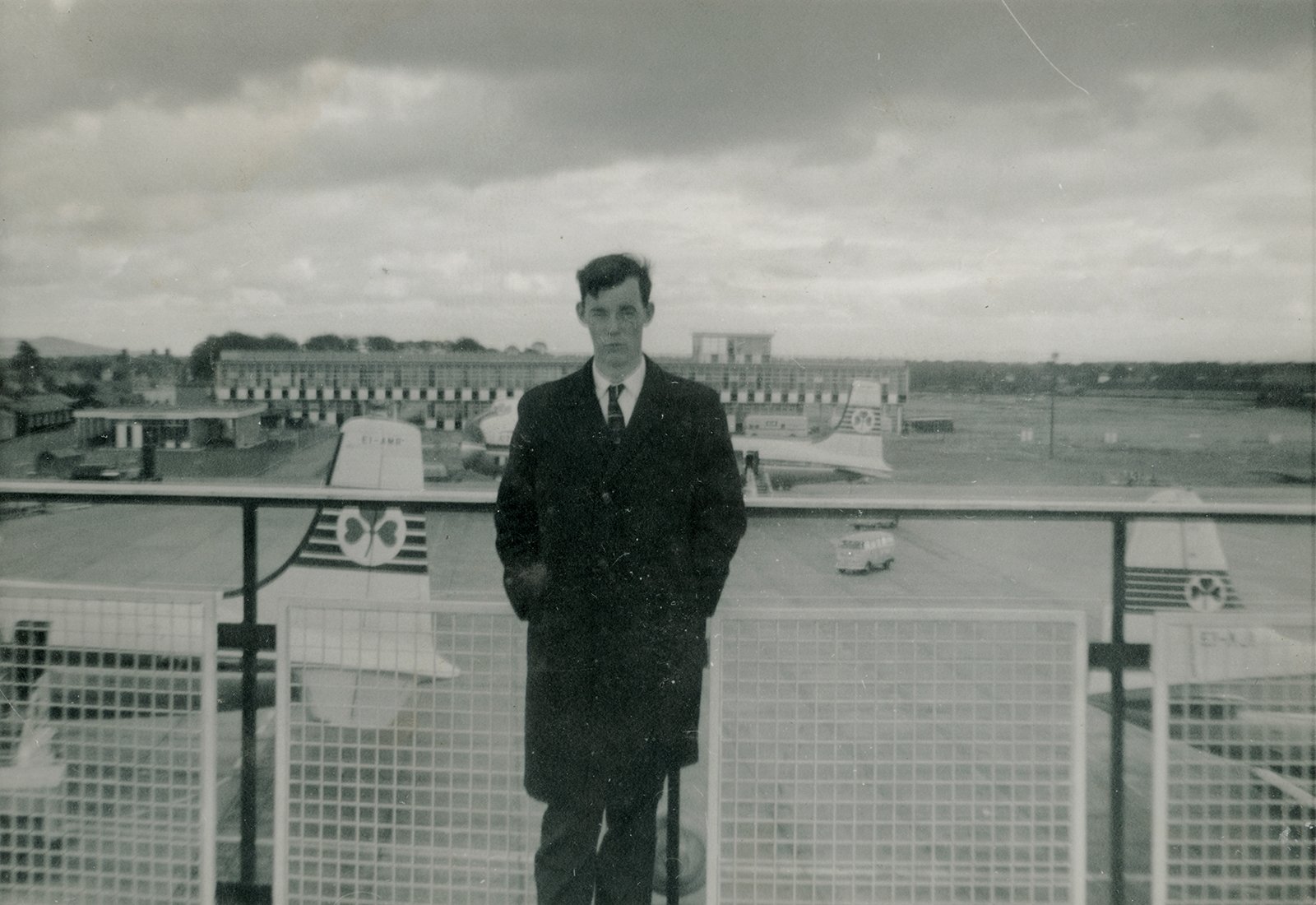Eugene Clerkin pictured at Dublin airport, c. 1960s.