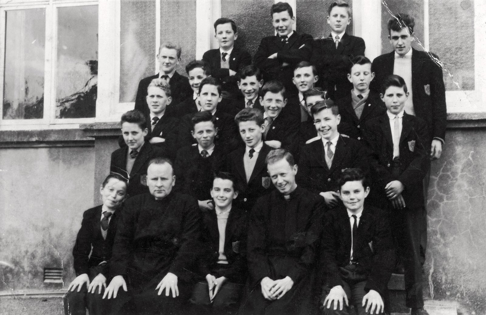 Group of students at Sacred Heart College in Cork city, the boarding school attended by Mike Dwyer (second from right, back row), c. 1960s.