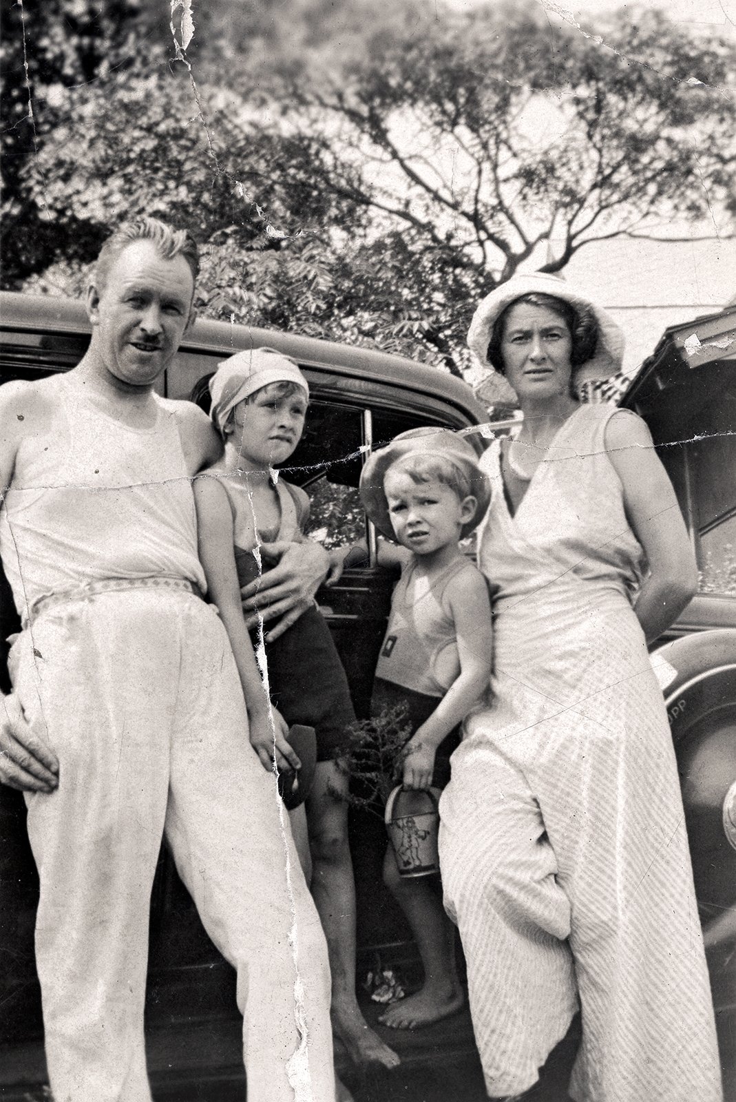Michael Donnelly, Patricia Donnelly (Ryan), Frank Donnelly and Mary Moore, Keansburg Beach, New Jersey, 1936.
