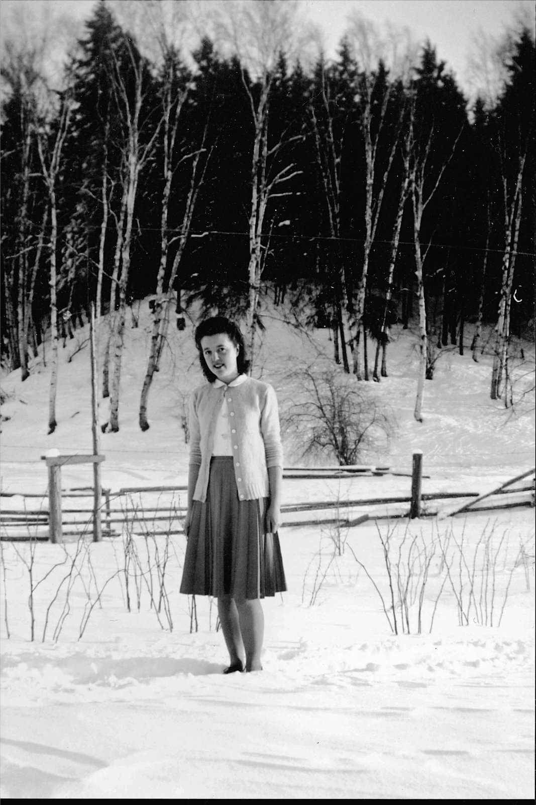 Audrey standing in snow.