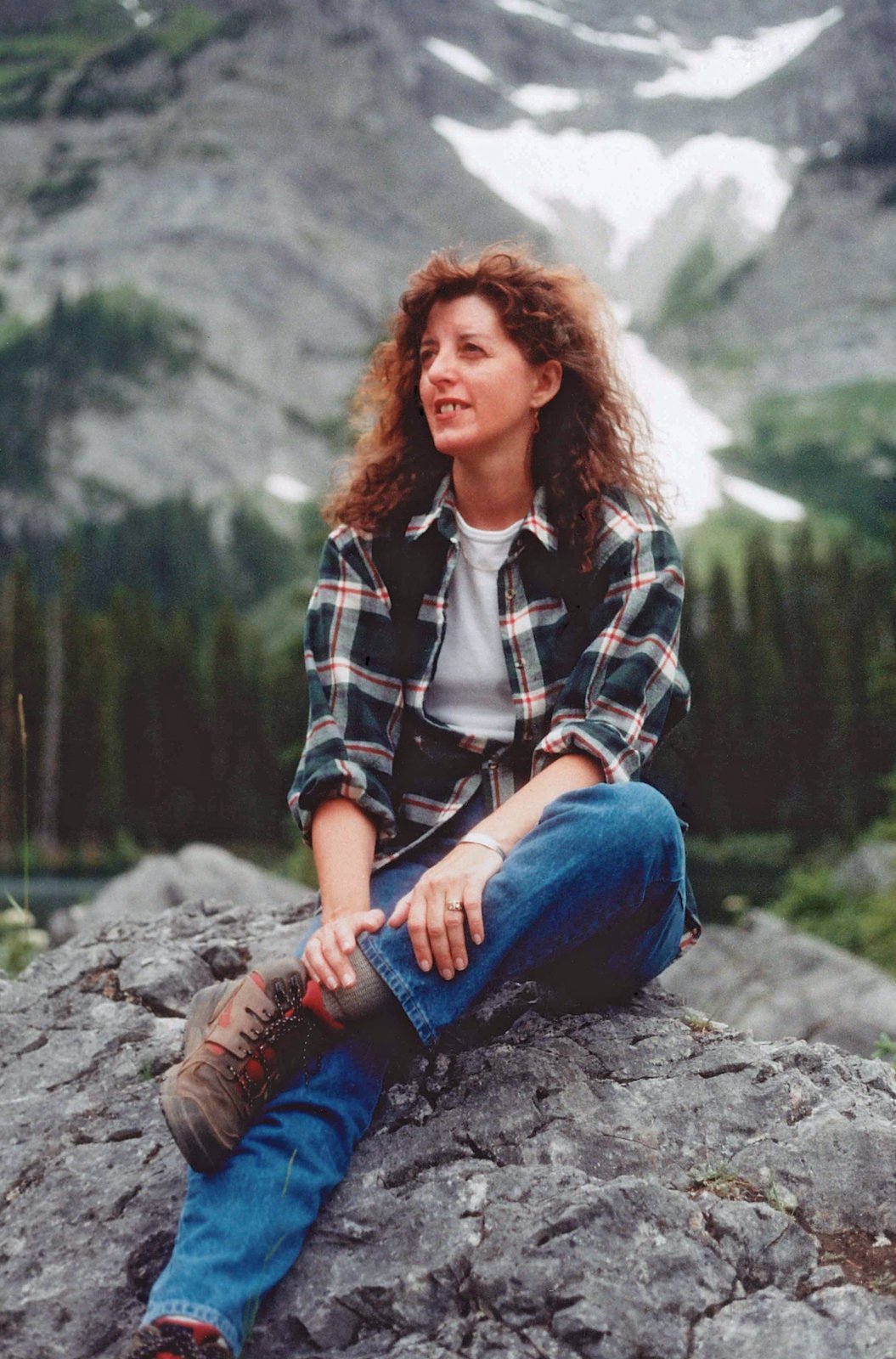 Sherrilyn Jahrig hiking inthe Rockies, 1990s.